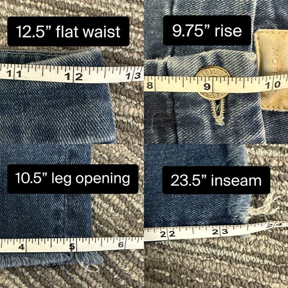 Mother High Waisted Looker Ankle Fray Jeans Moonlust Privateer Dark Wash Casual - Picture 8 of 9